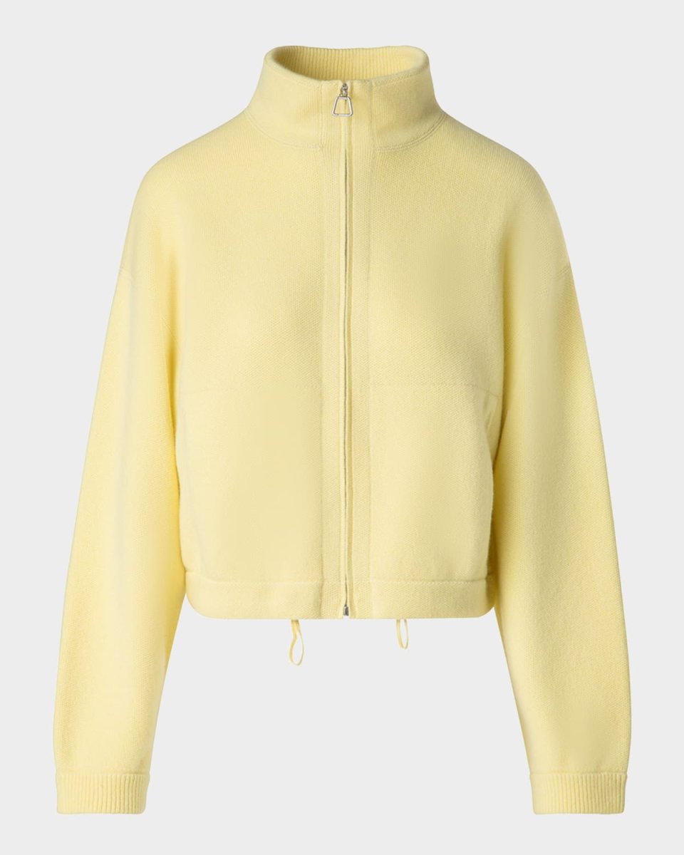 Cashmere Knit Short Zip Cardigan